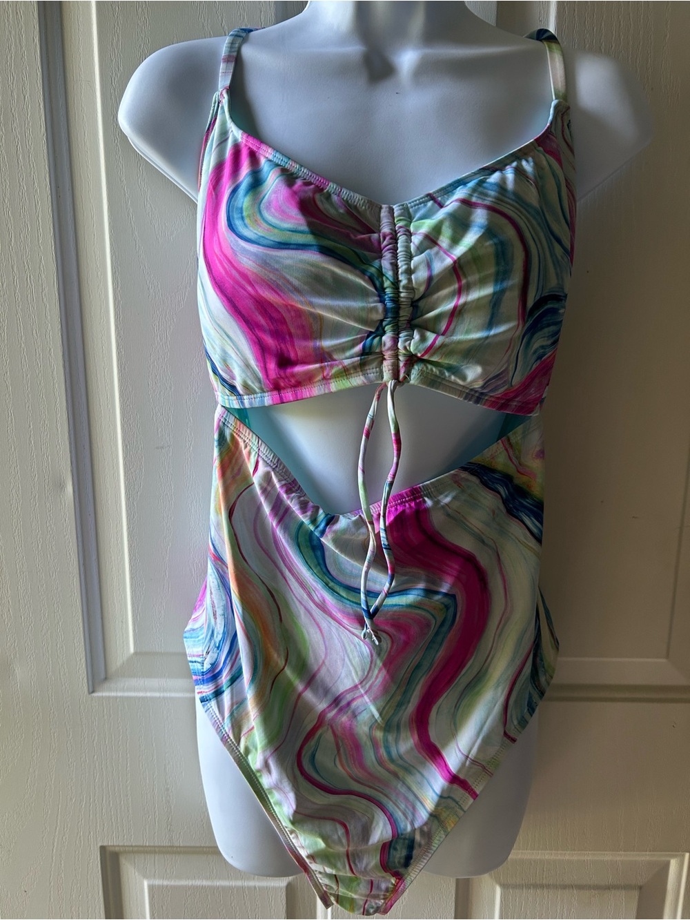 Multicolor Swirl One-Piece with Cutout